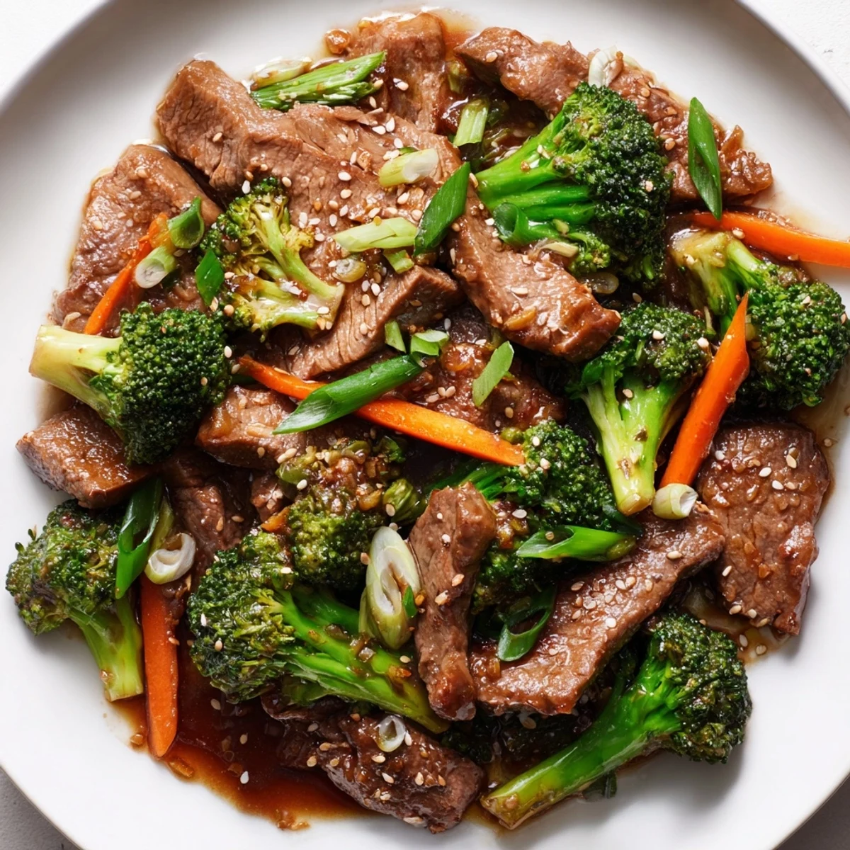 Close-up of Beef and Broccoli Stir Fry with Garlic Soy Sauce sizzling in a wok, tender beef and vibrant green broccoli coated in glossy sauce.