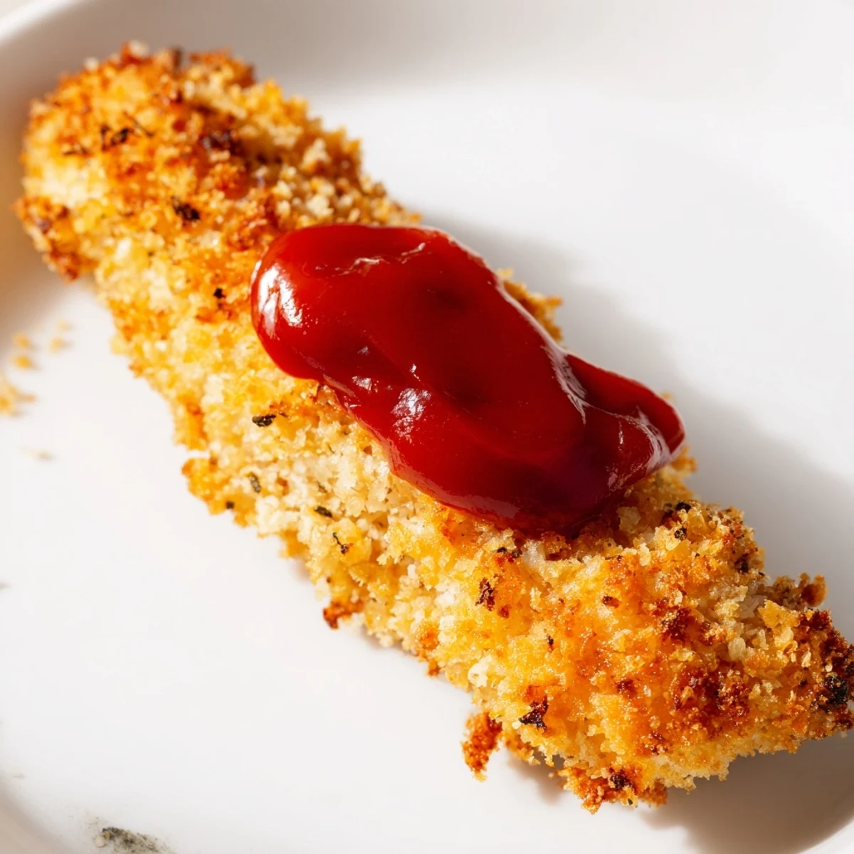 Air Fryer Chicken Tenders with Ketchup paired with fresh greens and lemon wedges.