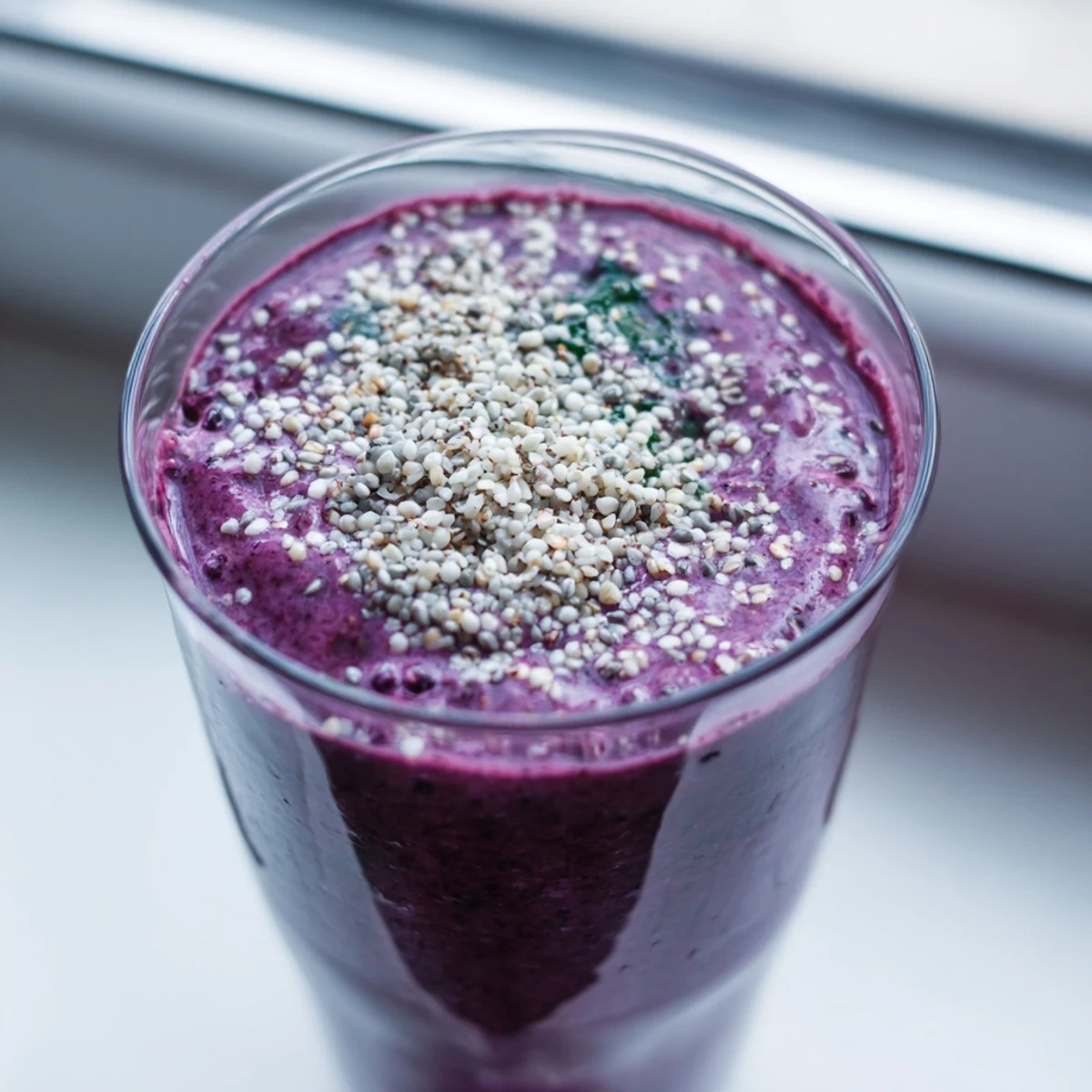 Two glasses of bright pink Winter Berry Smoothie with Spinach garnished with fresh berries, a festive breakfast for chilly mornings.
