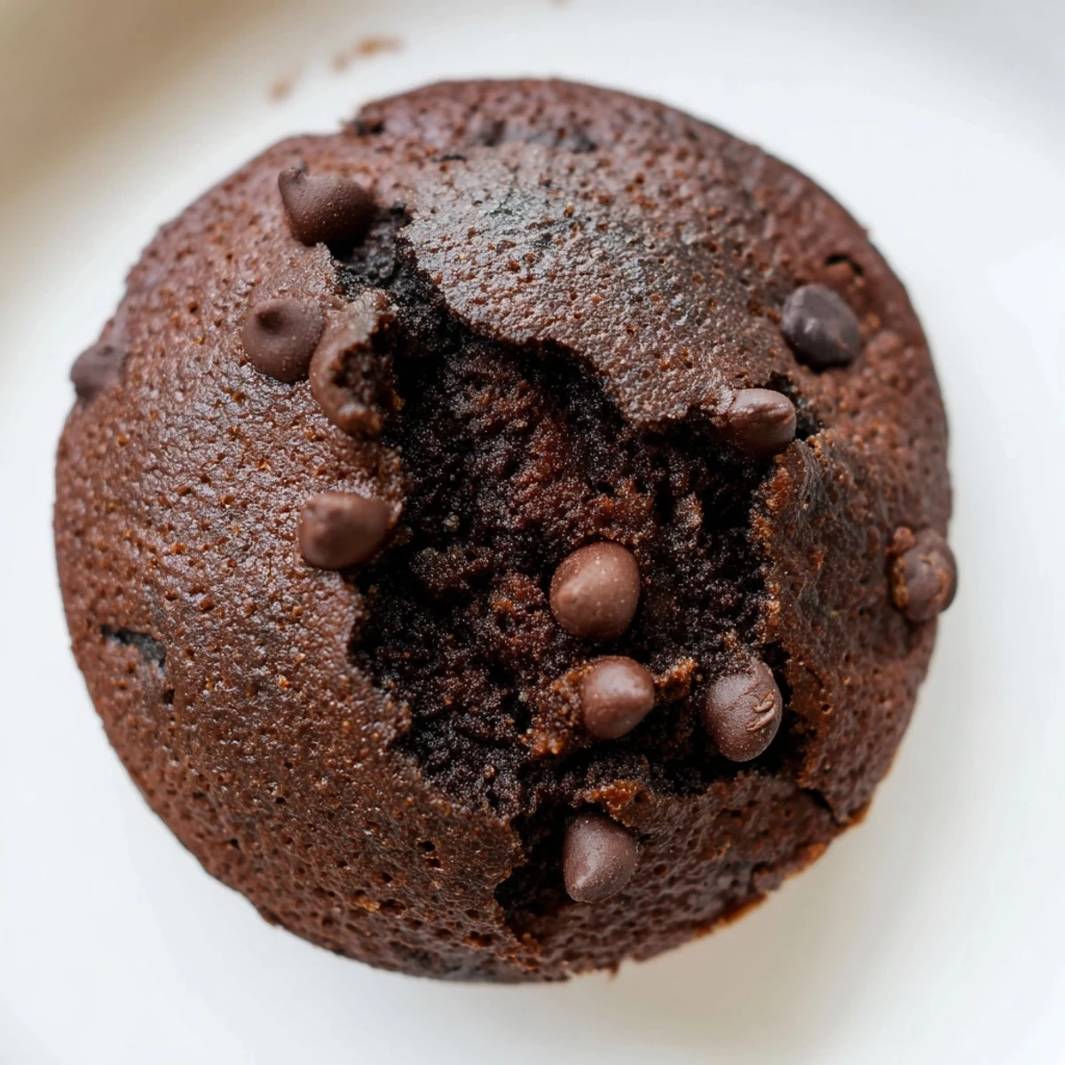 Freshly baked Chocolate Muffin Tops with chips on a wire rack, showing gooey melted chocolate inside. 