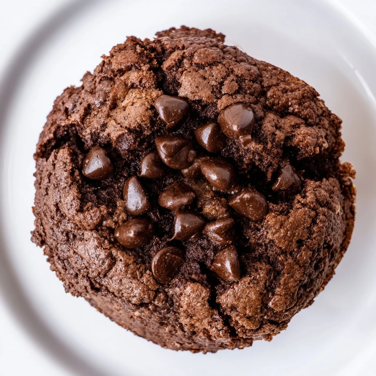 Warm, bakery-style Chocolate Muffin Tops with extra chips on a wire cooling rack. 