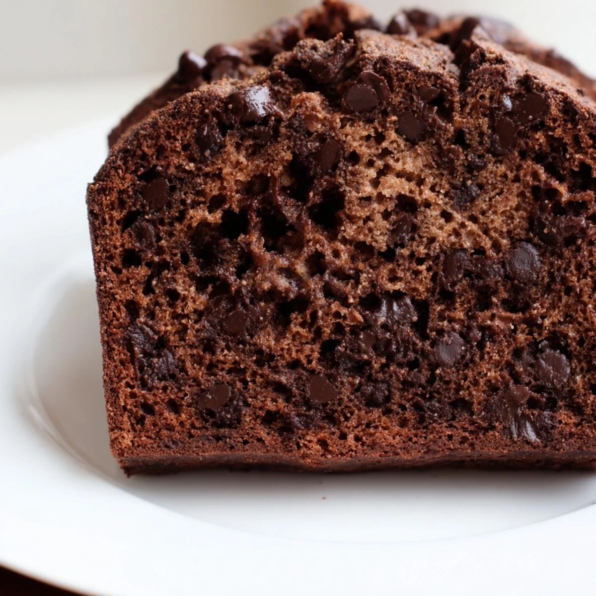Warm chocolate banana bread slice topped with a scoop of vanilla ice cream for an indulgent snack.