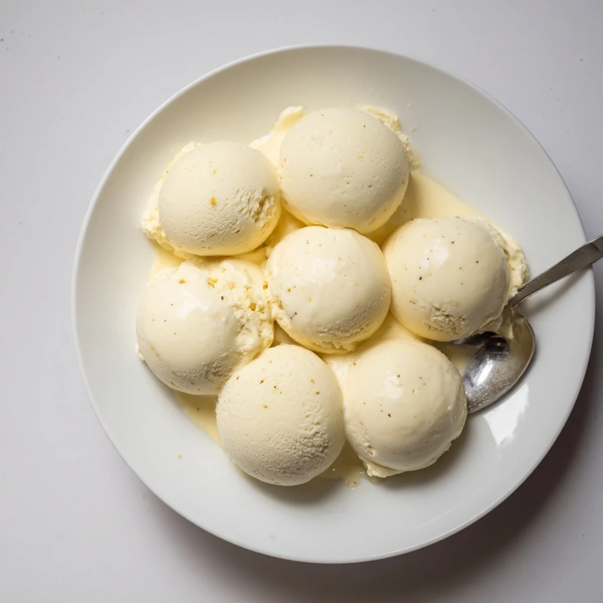 Rich Creamy Treat Ice Cream in a waffle cone, catching sunlight on a sunny picnic table.