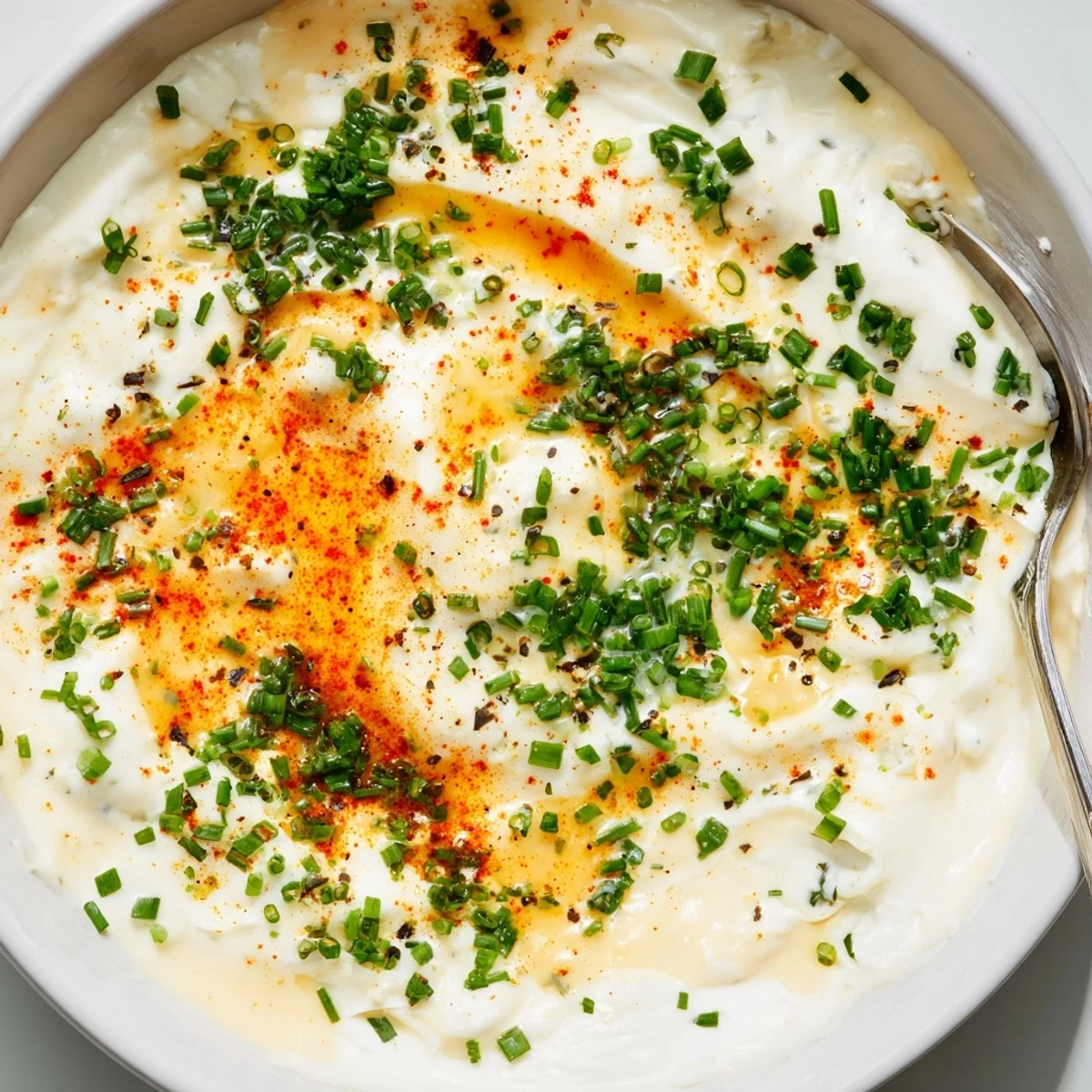 Warm, homemade Creamy Snack Cheese Dip in a serving bowl with a decorative swirl, accompanied by buttery crackers and celery sticks.