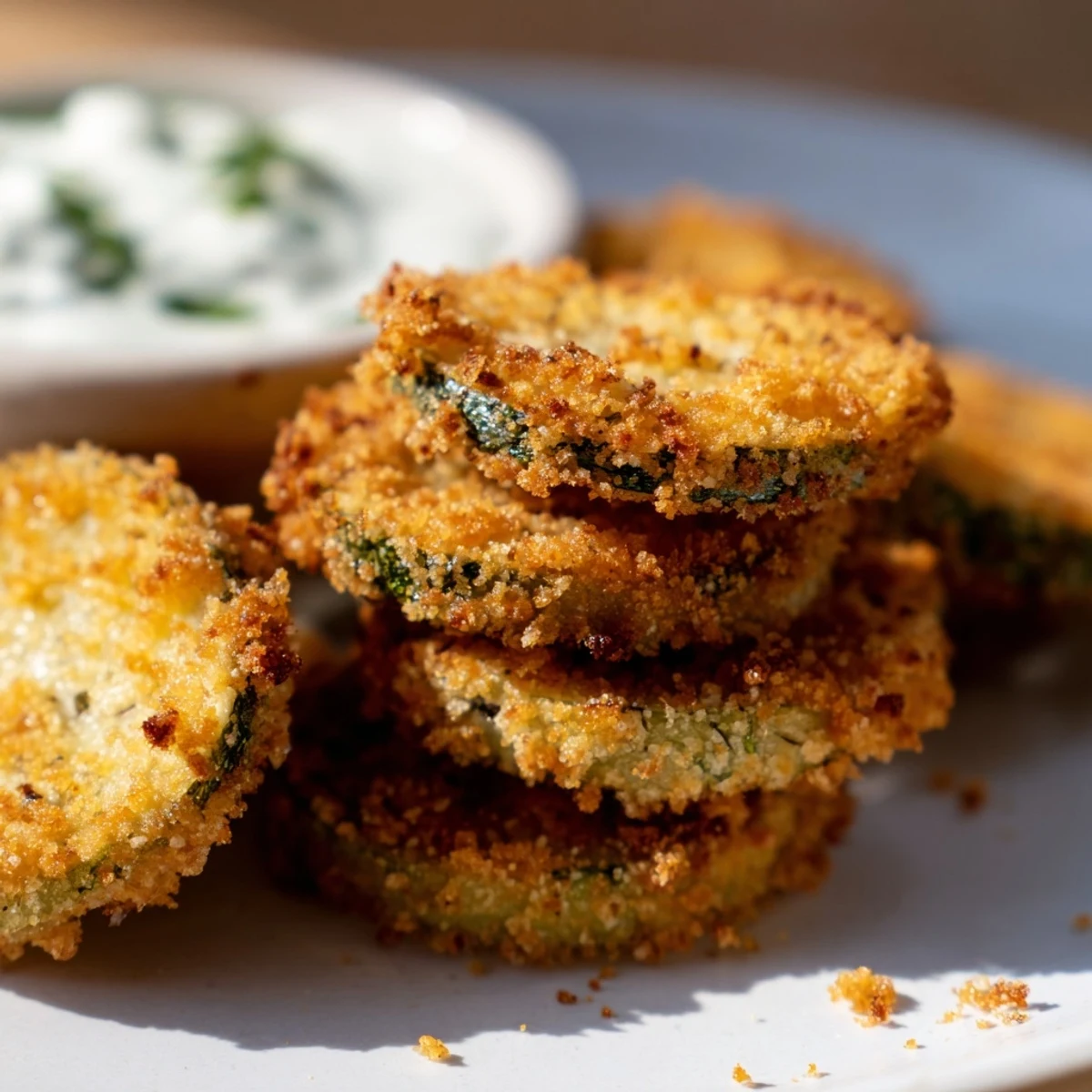 Crispy Super Bowl Fried Pickles with Ranch Dip on a game day table next to a football.