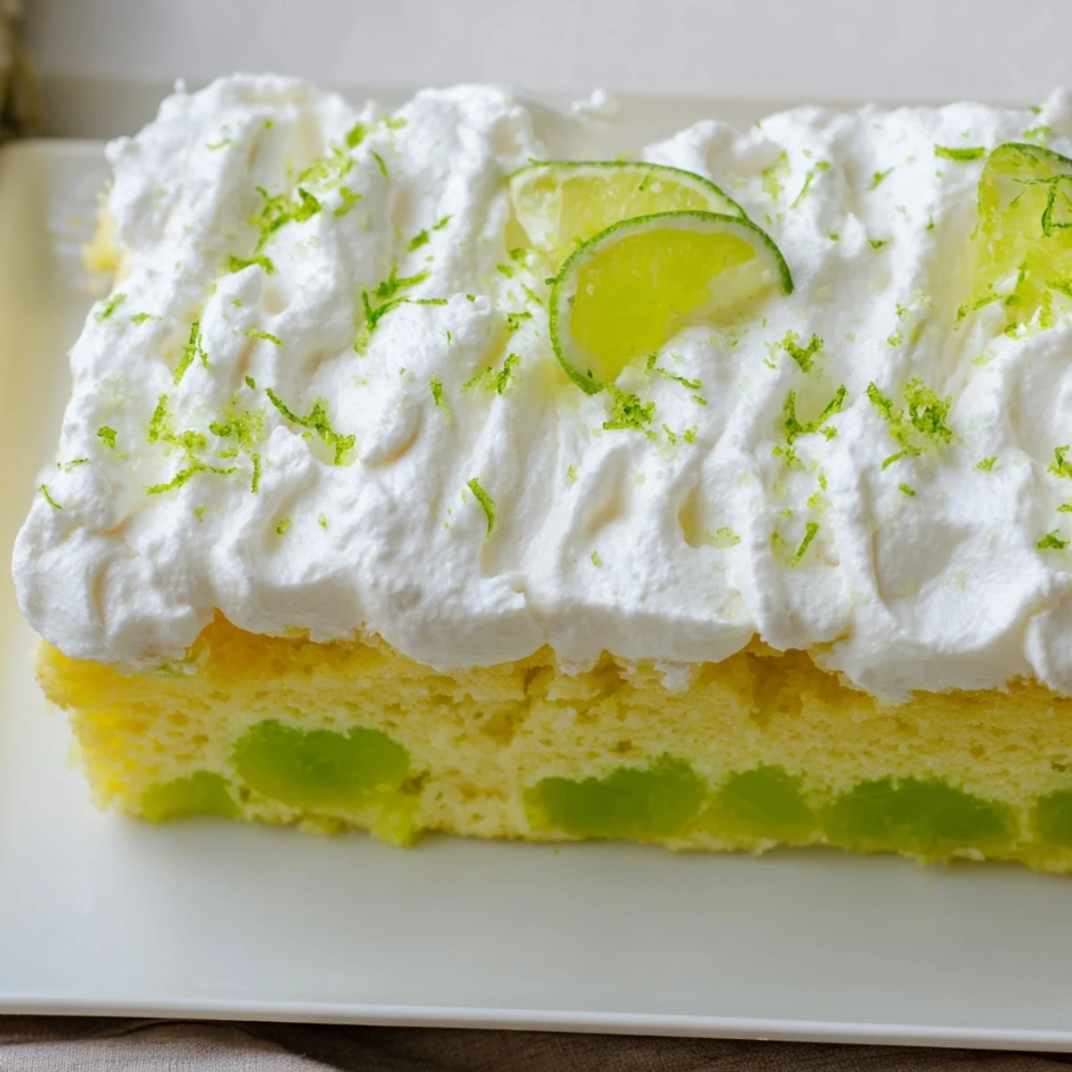 Chilled and moist, this easy American poke cake showcases tangy lime flavor soaked into every tender crumb.