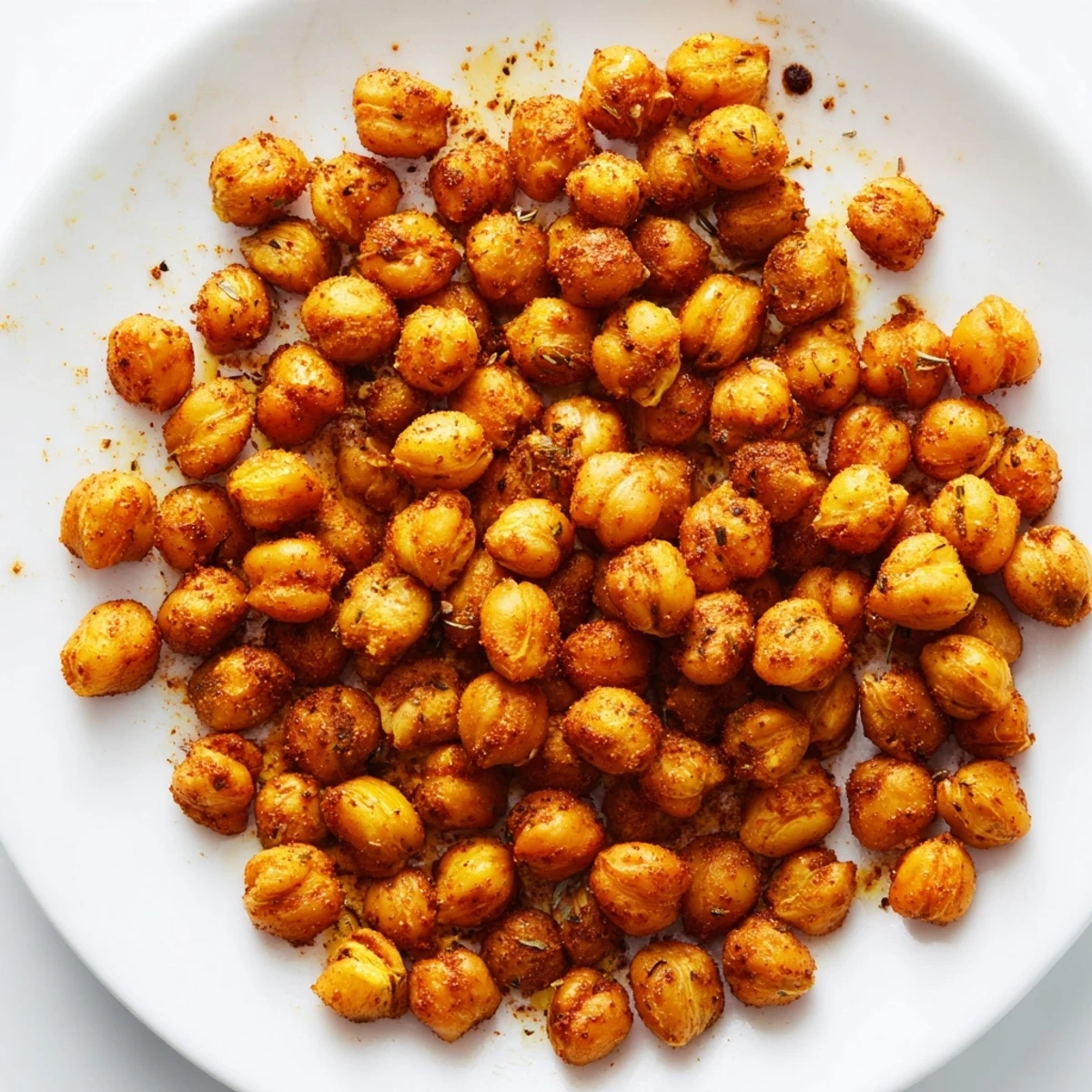 Freshly roasted Cajun Spiced Roasted Chickpeas Snack in a white bowl with lime wedges for extra zest.