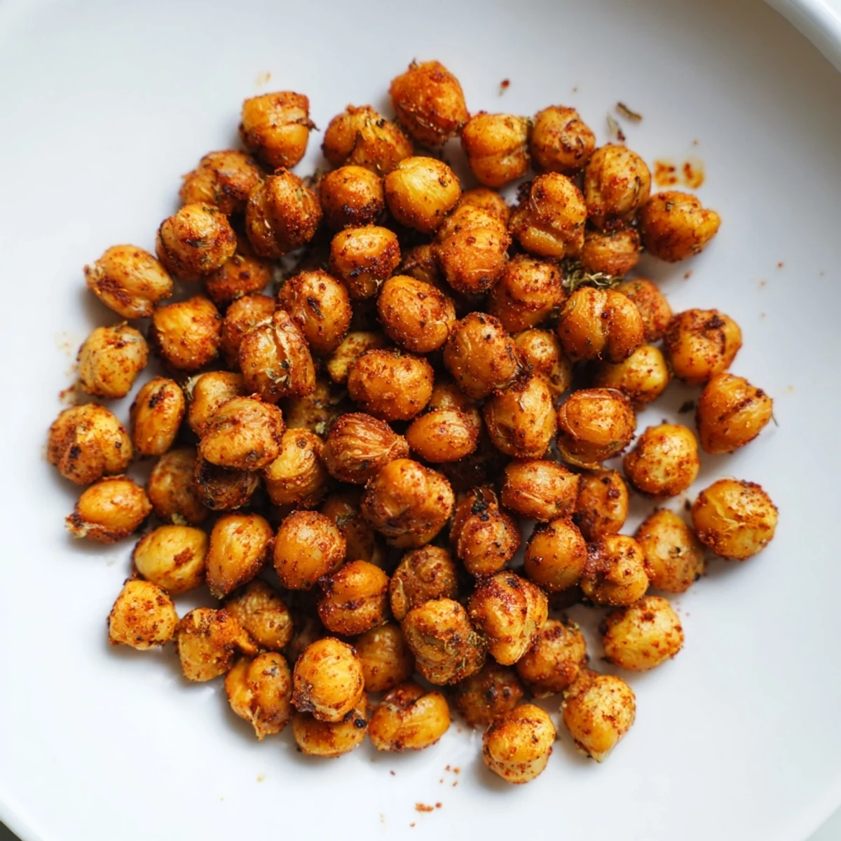 Golden Cajun Spiced Roasted Chickpeas Snack piled high on a rustic wooden board, releasing smoky, spicy aromas.