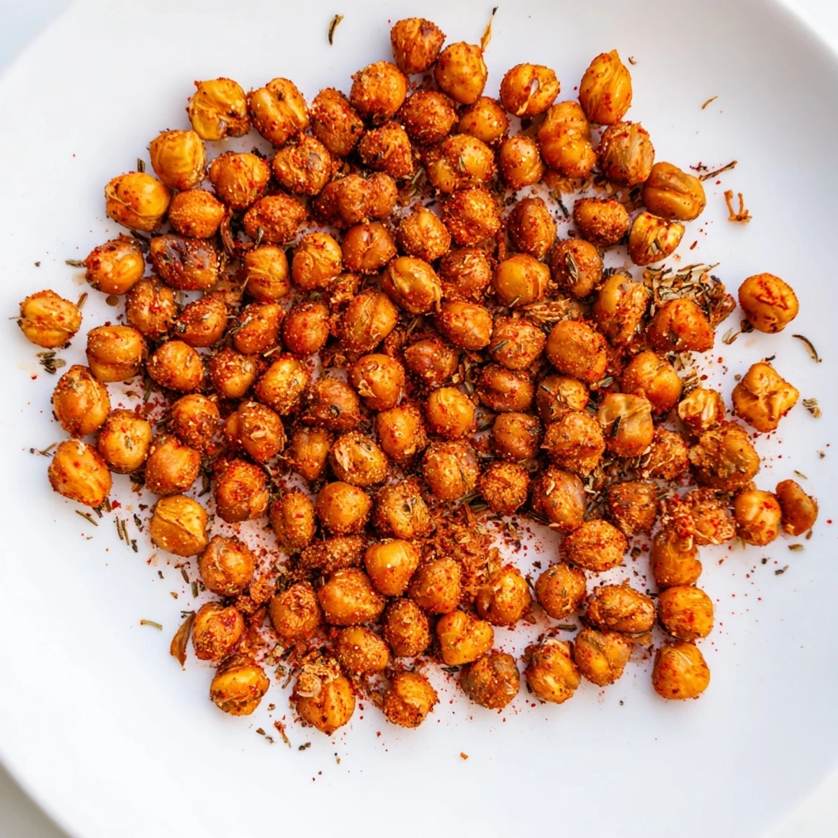 Freshly baked Cajun Spiced Roasted Chickpeas served in a rustic dish, showcasing their crunchy, protein-packed appeal.