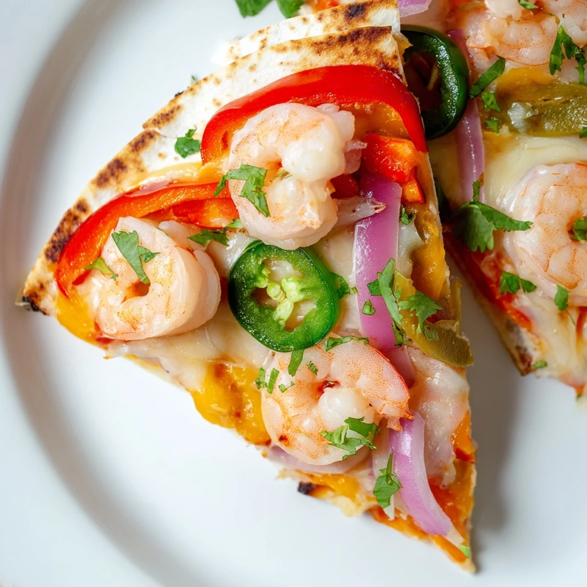 Oven-roasted Shrimp Fajita Sheet Pan Quesadillas with golden tortillas and lime wedges.
