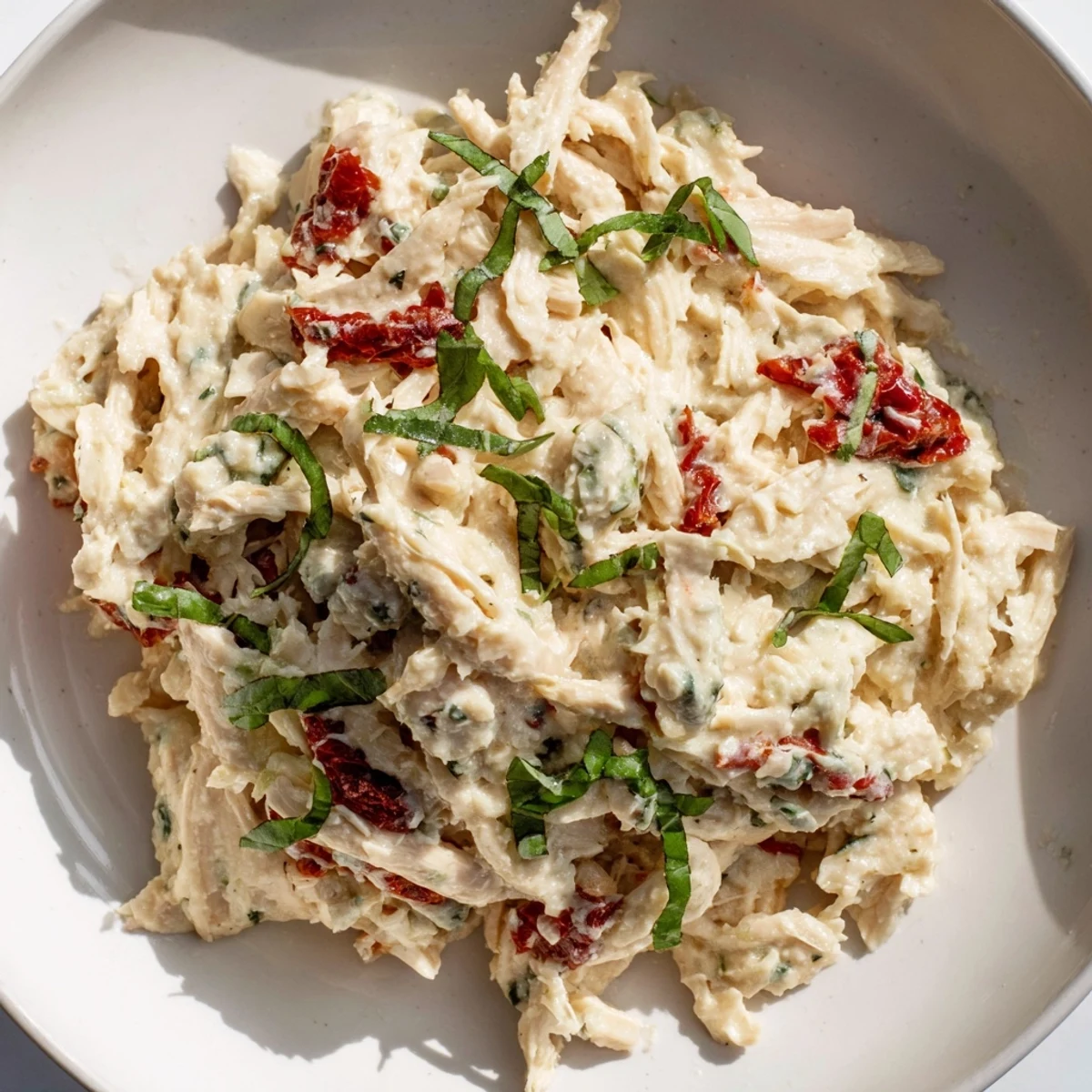 Tender chicken breasts slow-cooked in a creamy parmesan and sun-dried tomato sauce, served over pasta for a hearty dinner.