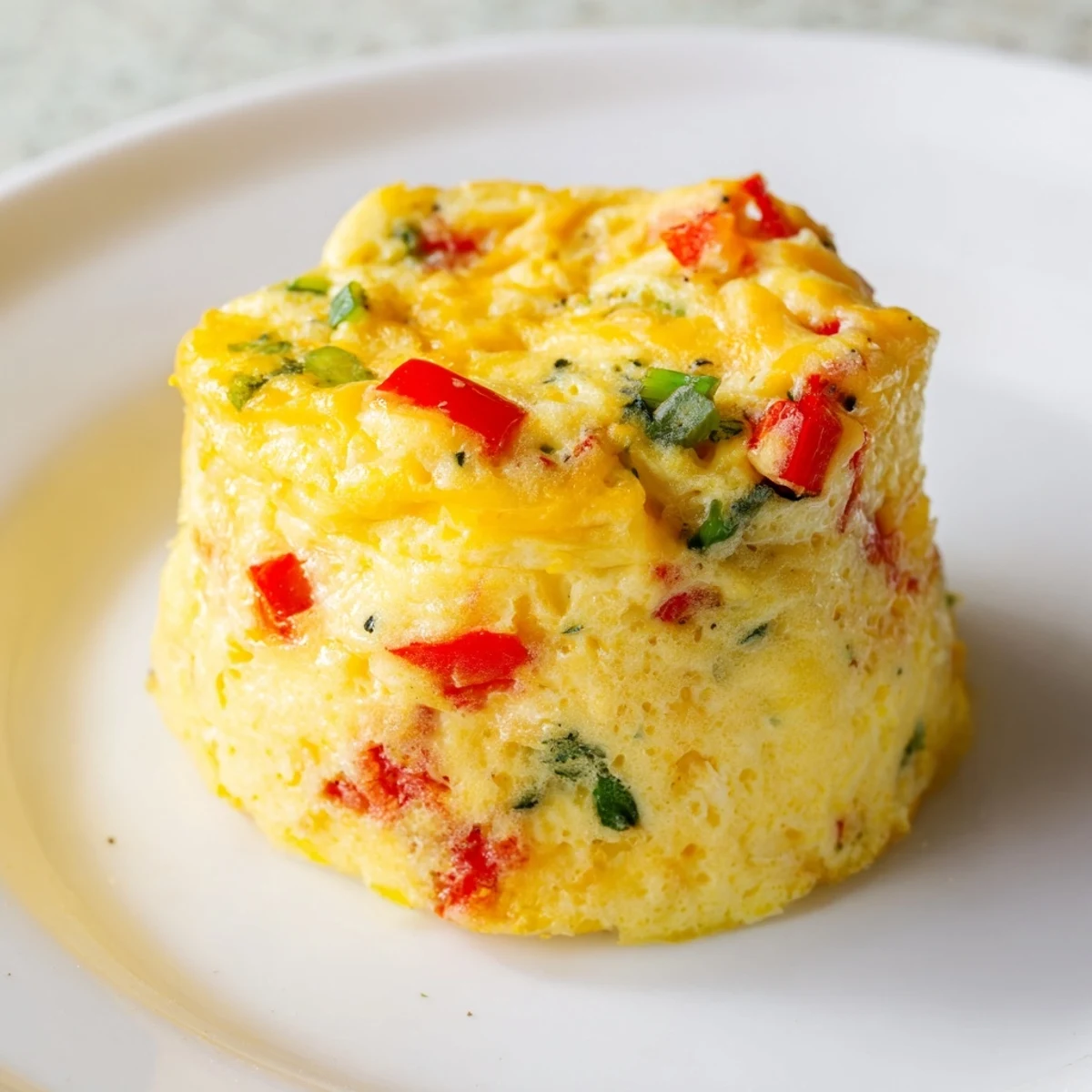 These savory Cottage Cheese Egg Bites are served warm on a white plate alongside sliced avocado and a sprinkle of fresh green onions.