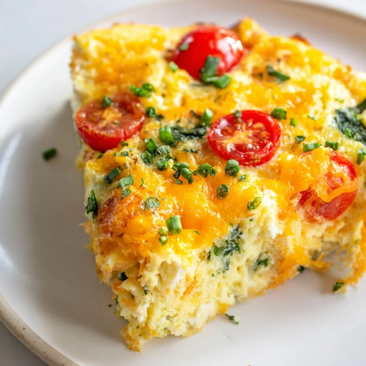 Freshly baked Simple Cottage Cheese Frittata in a skillet, garnished with herbs and ready to serve.