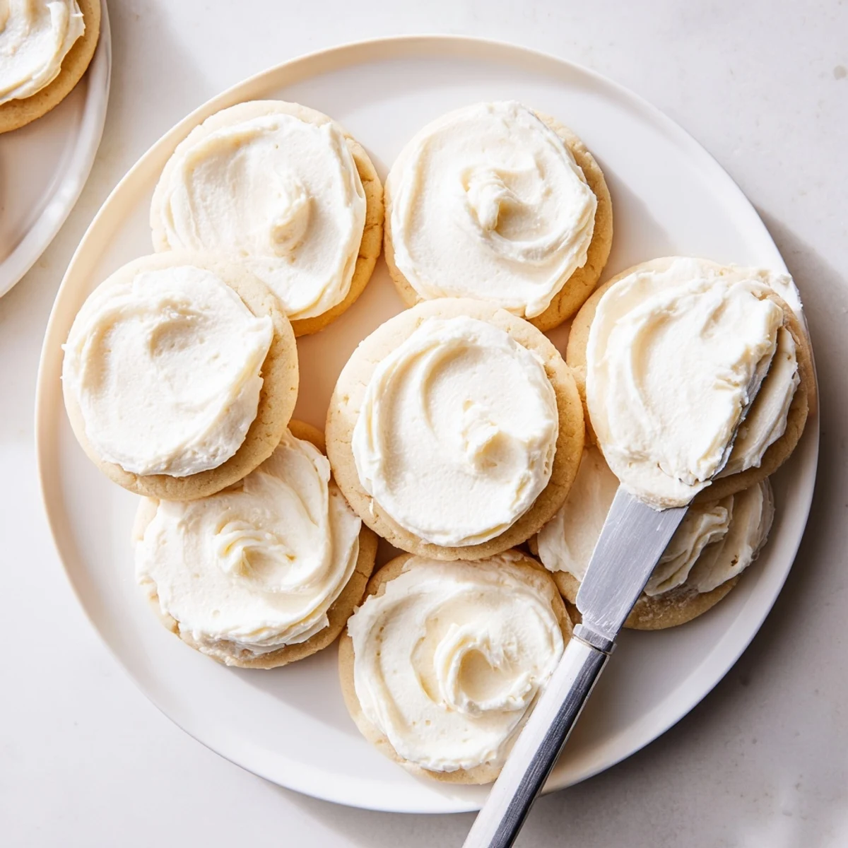 Easy Sugar Cookie Frosting in a mixing bowl, perfect for piping onto cupcakes or cakes with a spatula.