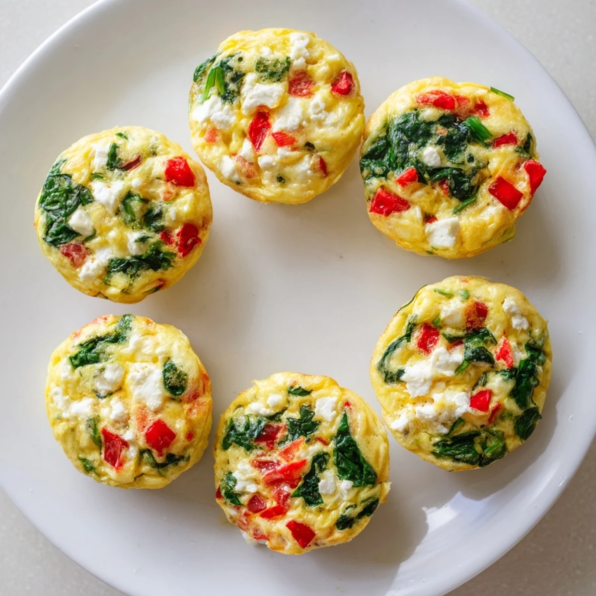 Freshly baked Egg Muffins with Spinach and Feta sit on a rustic wooden table, ready for a grab-and-go breakfast.