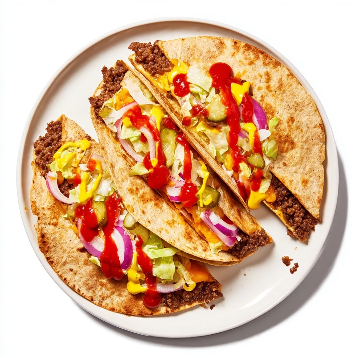 Golden crispy smashburger quesadillas stuffed with seasoned beef patties and melted cheddar cheese