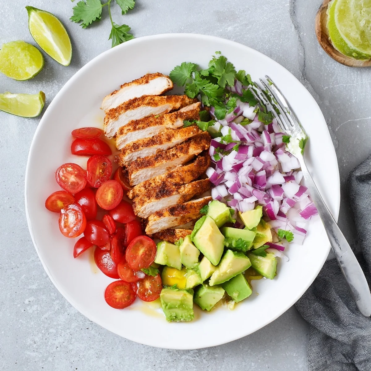 Juicy spiced chicken breast topped with ripe avocado chunks in a tangy honey lime glaze
