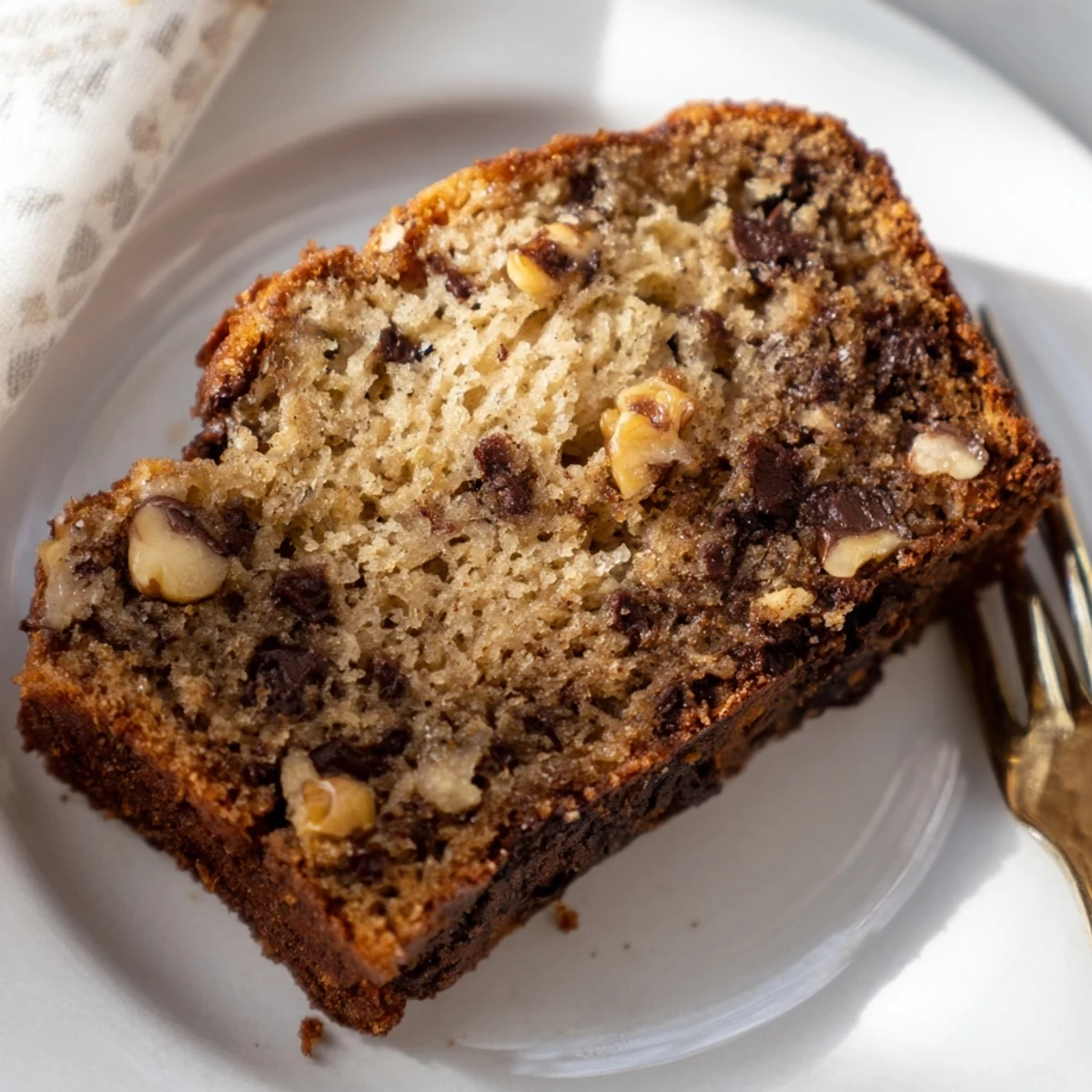 Freshly baked moist banana bread cooling on wire rack with golden crust