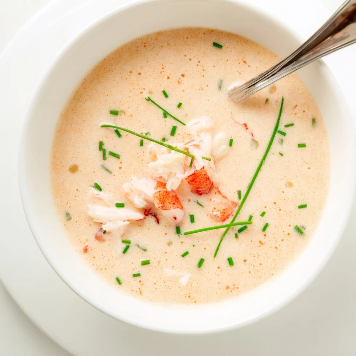 Rich French-style seafood bisque with succulent shrimp and lump crab swimming in velvety cream broth