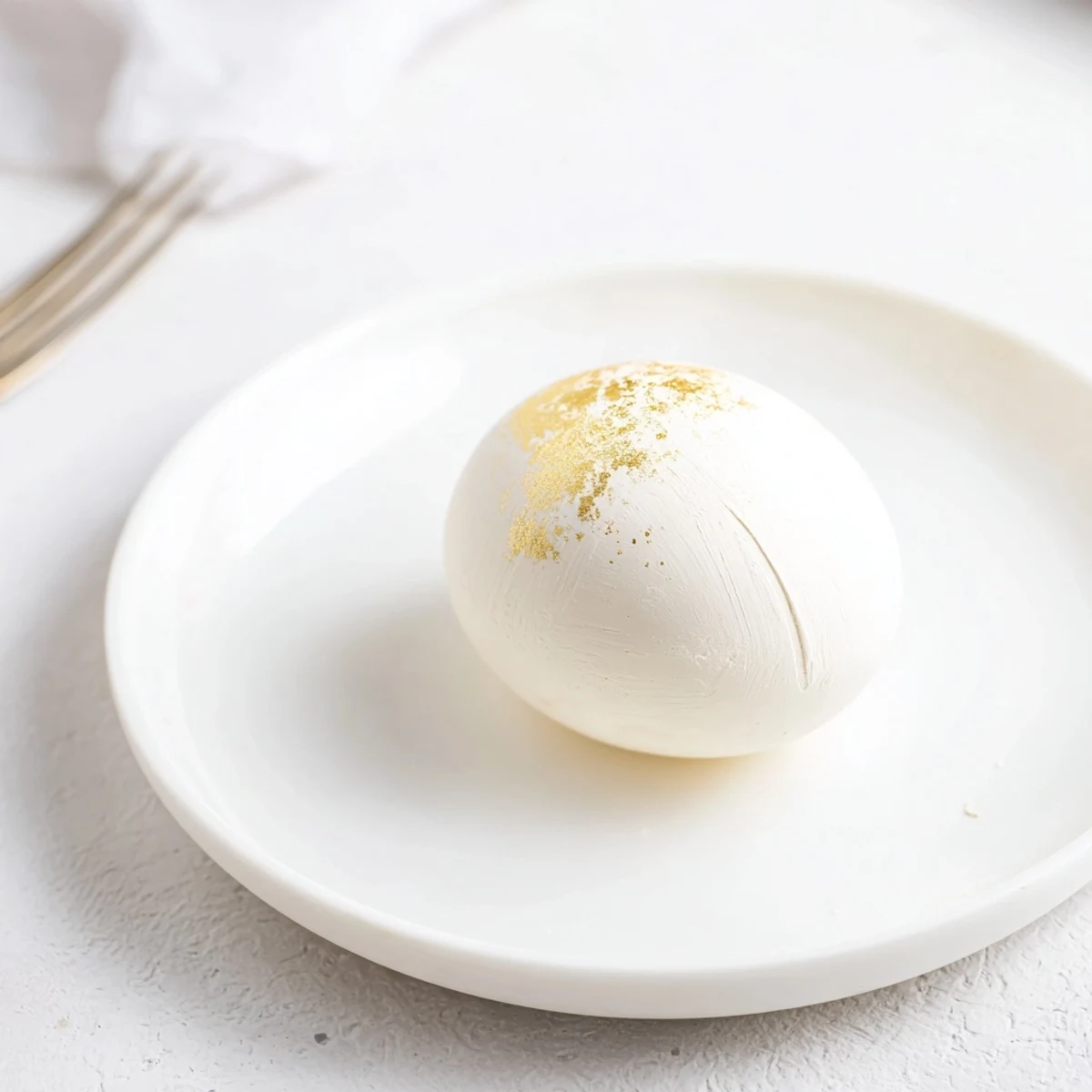 Chocolate Easter egg filled with fresh strawberry shortcake layers and whipped cream