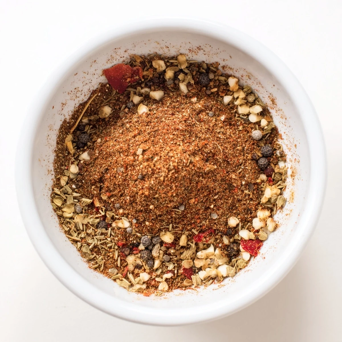 Homemade copycat Montreal steak seasoning blend sprinkled generously over a juicy grilled ribeye steak