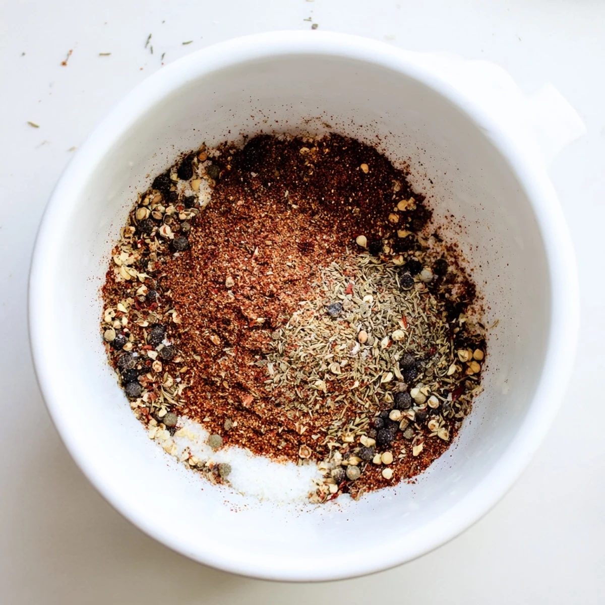 Rustic wooden spoon holding copycat Montreal steak seasoning mix with vibrant paprika and crushed coriander seeds