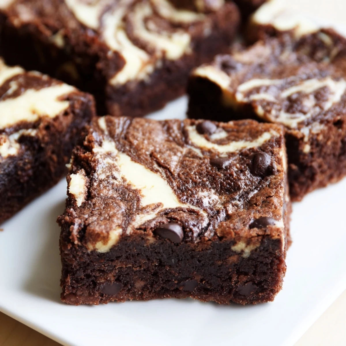 Rich chocolate cottage cheese brownies featuring a dolloped creamy topping baked to perfection