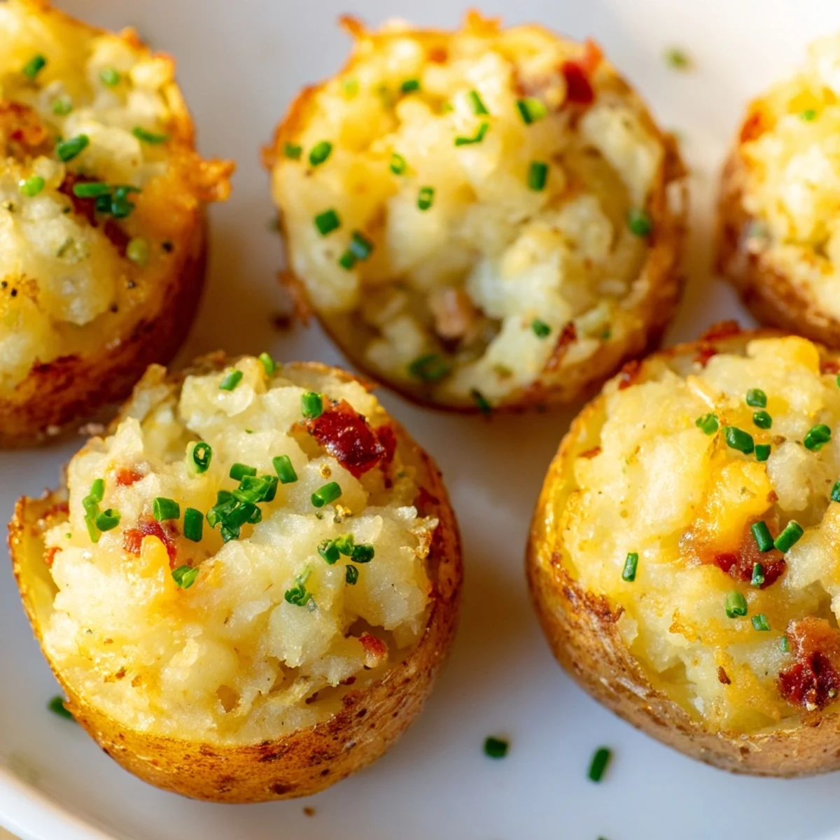 Crispy Irish Potato Bites arranged on a rustic baking sheet, oozing with savory cheddar