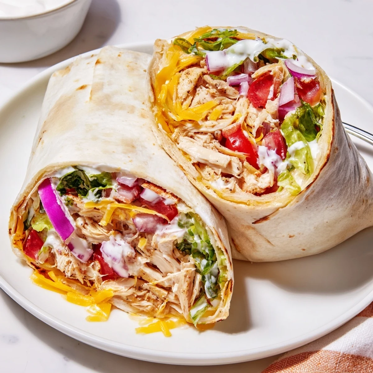 Pan-crisped Cheesy Garlic Chicken Wraps releasing garlicky aroma, melted cheese.