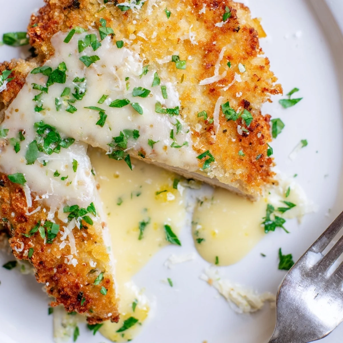 Oven-baked Lemon Pecorino Crusted Chicken With Creamy Lemon Sauce, zesty, velvety finish