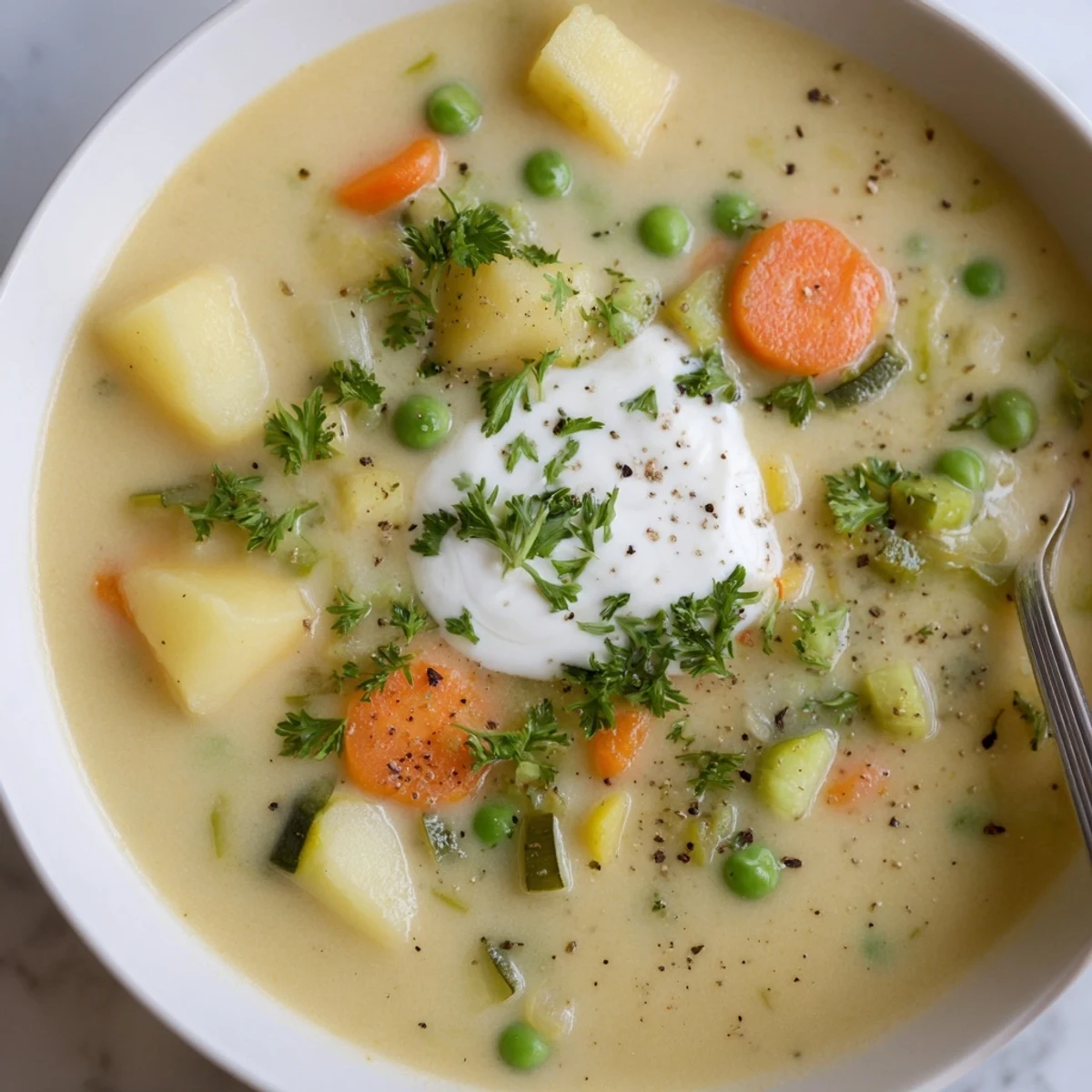 Homemade Creamy Vegetable Soup Recipe blended smooth, comforting spoonfuls on cool evenings