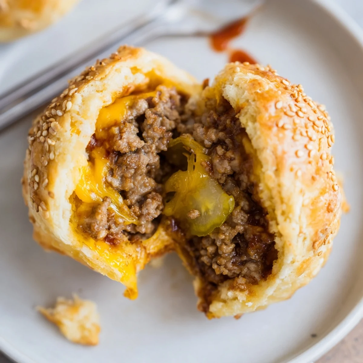 Party-ready Cheesy Cheeseburger Bombs Explosion Recipe: biscuit-wrapped beef bursting with gooey mozzarella