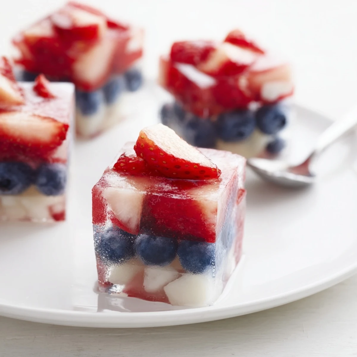 Sparkling drink-ready Red White And Blue Ice Cubes Recipe with icy blueberry and coconut