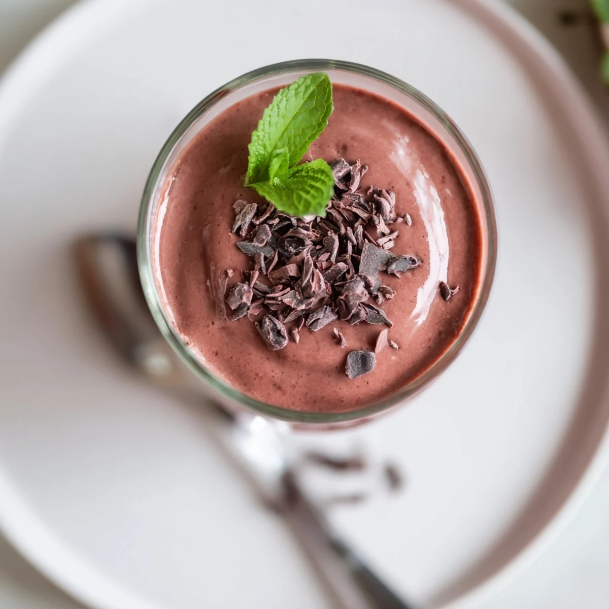 Fresh Chocolate Beet Smoothie poured from blender, earthy and sweet, silky