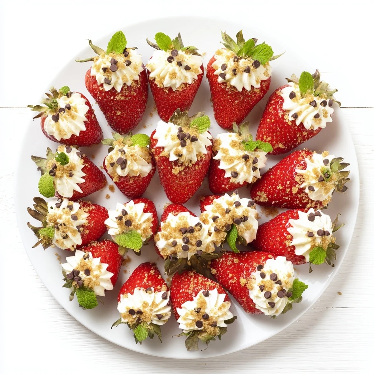 Fresh sweetheart cheesecake deviled strawberries piped with creamy filling and graham cracker crumbs