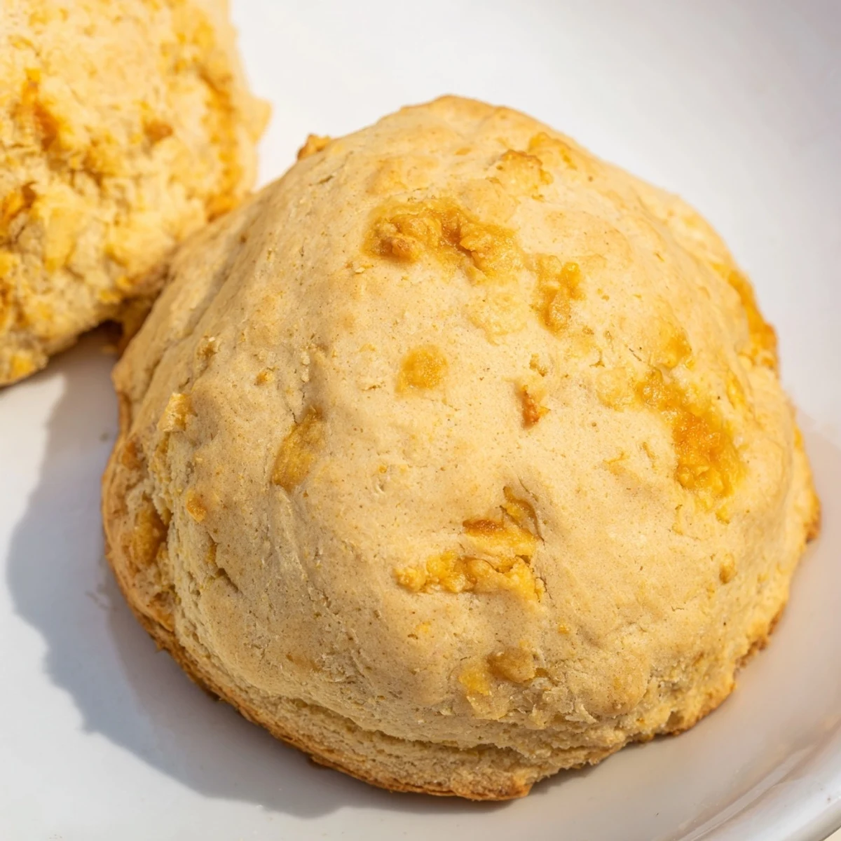 Golden brown breakfast protein biscuits fresh from the oven with a fluffy interior