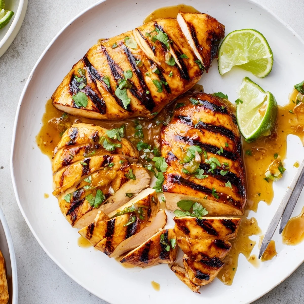 Key West Grilled Chicken With Tropical Citrus Marinade, charred and juicy with lime