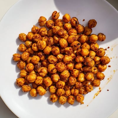 Vibrant Cajun Spiced Roasted Chickpeas Snack served in a small glass jar, perfect for on-the-go healthy snacking.