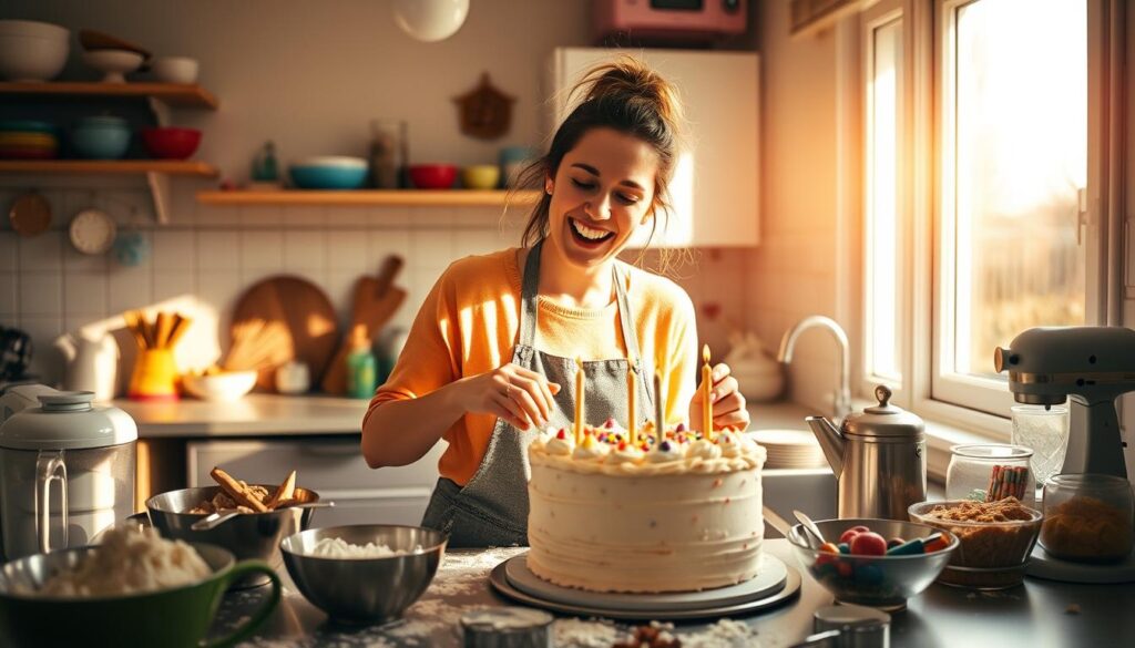 Single Mom Baking Her Own Birthday Cake