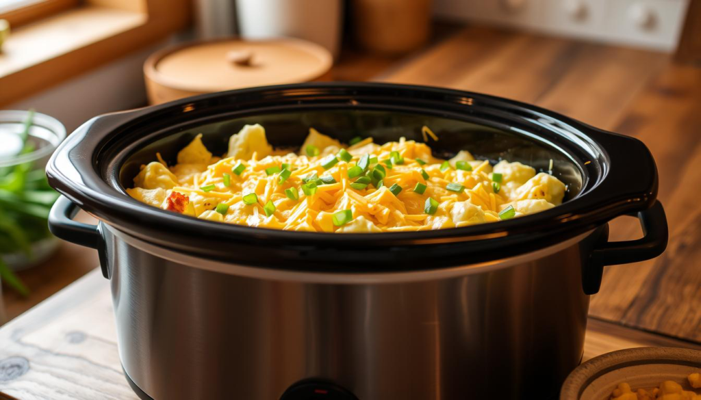 crockpot cheesy potatoes with bacon