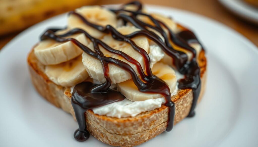 banana toast with ricotta and chocolate